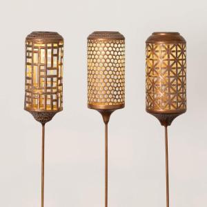 imageSullivans Garden Dcor Metal Solar Stake Set of 3 42quot Pieced Metal Solar Light Decorations Geometric Pattern Metal Patio Dcor Outdoor Dcor for Outside Lawn Decoration