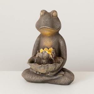imageSullivans Home Dcor Tabletop Fountain Stone Finish Yoga Frog with Lotus Design 185quot Auto Pump LED Indoor Outdoor Table Dcor Office Shelf Mantel Decorations Garden Patio Outdoor Decor