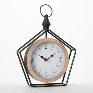 imageSullivans Metal Pentagon Desk Clock with Floating Frame Ideal for Home Surfaces Perfect for Bookshelf Decor in Home or Office