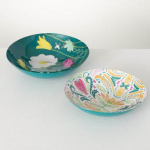 imageSullivans Multicolor Floral and Pasely Colorful Decorative Metal Bowls Set of 2 use as Table Centerpiece Mantel Decor or Catchall for Hallway Entryway Perfect for Potpourri or Dining Table Gift