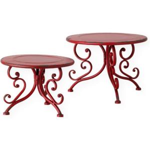 imageSullivans Red Iron Tabletop Centerpiece Iron Pillar Candle Holders Tripod Stand Table Perfect for Home Decor Wedding Parties Living Room Set of 2