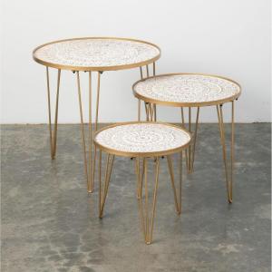 imageSullivans Set of 3 Round Stacking Serving Stands 235quotH 195quotH ampamp 155quotH Gold