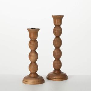 imageSullivans Candle Holder Candle Sticks Holder Decor Carved Wood Taper Candle Holder Set of 2 12quot Rustic Farmhouse Tiered Candle Holders for Table Centerpieces Wedding Dcor Dinner Party Decorations