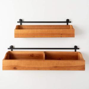 imageSullivans Shelf Set of 2 Elongated Box Wooden Hanging Shelf Mixed Black Metal ampamp Wood Wall Dcor Shelves to Hang for Decorations in Office Home Living Room Kitchen
