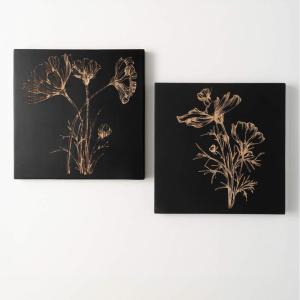 imageSullivans Wall Dcor Wall Art Floral Print Set of 2 158quot Carved Wood Wall Art Painted Black Wood with Natural Carved Flower Design Rustic Farmhouse Decorations Hanging Art for Bedroom Office Home