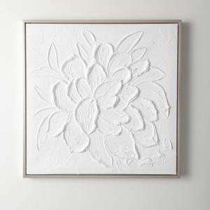 imageSullivans Wall Decor Wall Art Embossed Flower 275quot Flower Embossed White Canvas Silver Professional Frame Rustic Farmhouse Decorations Hanging Art for Bedroom Office Home Dcor