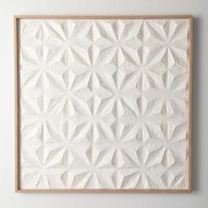 imageSullivans Wall Decor Wall Art Embossed Geometric Pattern 315quot Patterned Embossed White Canvas Natural Wood Frame Rustic Farmhouse Decorations Hanging Art for Bedroom Office Home Dcor