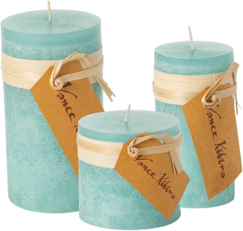 imageSullivans Vance Kitira Set of 3 Pillar Candles CleanBurning EnvironmentalFriendly Scentless RealWax Candles Home Dcor Hosting DcorMulticolor