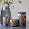 imageSullivans Vance Kitira Set of 3 Pillar Candles CleanBurning EnvironmentalFriendly Scentless RealWax Candles Home Dcor Hosting DcorBlue