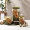 imageSullivans Vance Kitira Set of 3 Pillar Candles CleanBurning EnvironmentalFriendly Scentless RealWax Candles Home Dcor Hosting DcorDark Green