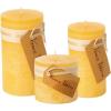 imageSullivans Vance Kitira Set of 3 Pillar Candles CleanBurning EnvironmentalFriendly Scentless RealWax Candles Home Dcor Hosting DcorYellow