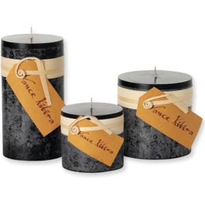 imageSullivans Vance Kitira Set of 3 Pillar Candles CleanBurning EnvironmentalFriendly Scentless RealWax Candles Home Dcor Hosting DcorBlack