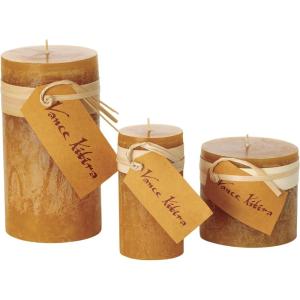 imageSullivans Vance Kitira Set of 3 Pillar Candles CleanBurning EnvironmentalFriendly Scentless RealWax Candles Home Dcor Hosting DcorBrown