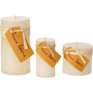 imageSullivans Vance Kitira Set of 3 Pillar Candles CleanBurning EnvironmentalFriendly Scentless RealWax Candles Home Dcor Hosting DcorMelon White