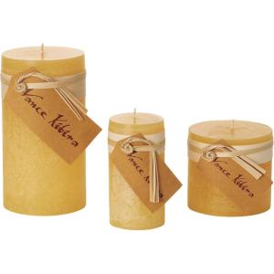 imageSullivans Vance Kitira Set of 3 Pillar Candles CleanBurning EnvironmentalFriendly Scentless RealWax Candles Home Dcor Hosting DcorYellow