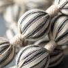 imageSullivans Christmas Tree Garland 6 ft Black Fabric Ticking Ball Garland Fabric Black ampamp White Farmhouse Christmas Indoor Decorations Perfect for Fireplace Mantle Living Room DcorBlack72