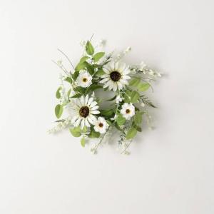 imageSullivans Candle Ring Artificial Sunflower ampamp Wispy Berry Mini Wreath 45quot White Flower Wreath for Indoor for Candle Holder Pillar Candle Dcor for Home Office Shelf Mantel Table Decorations