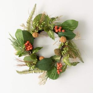 imageSullivans Candle Ring Foraged Berry Pod Mini Wreath Small 65quot Green Orange Faux Leaf Wreath for Indoor Candle Holder Pillar Candle Dcor for Home Office Shelf Fireplace Mantel Table Decorations