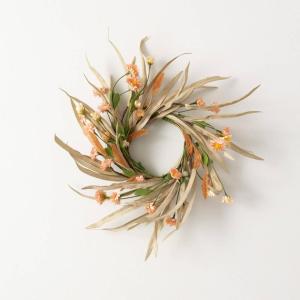 imageSullivans Candle Ring Grass ampamp Bunnytail Mini Wreath Small 45quot Green Orange Faux Leaf Wreath for Indoor Candle Holder Pillar Candle Dcor for Home Office Shelf Fireplace Mantel Table Decorations