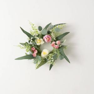 imageSullivans Candle Ring Ranunculus Mini Blossom Wreath Small 45quot Pink ampamp Ivory Flower Wreath for Indoor for Candle Holder Pillar Candle Dcor for Home Office Shelf Fireplace Mantel Table Decorations
