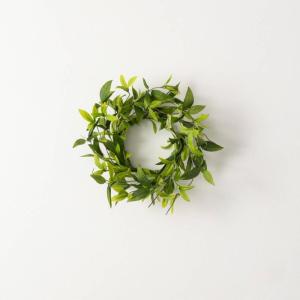 imageSullivans Candle Ring Ruscus ampamp Twig Mini Wreath Small 45quot Green Faux Greenery Leaf Wreath for Indoor Candle Holder Pillar Candle Dcor for Home Office Shelf Fireplace Mantel ampamp Table Decorations