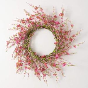 imageSullivans Spring Wreaths for Front Door Delicate Blossom Flower Wreath 30quot Artificial Pink Small Bloom Floral Round Spring Wreath Indoor Outdoor Decorations for Fireplace Cabinet Mantle Home Dcor