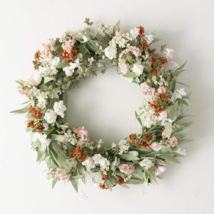 imageSullivans Spring Wreaths for Front Door Mixed Wild Flower Wreath 22quot Artificial Pink White Rust Mixed Wildflower Round Spring Wreath Indoor Outdoor Decorations for Fireplace Cabinet Home Dcor