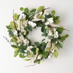 imageSullivans Spring Wreaths for Front Door Silver Dollar Flower Wreath 27quot Green ampamp White Mixed Floral Round Spring Wreath Indoor Outdoor Decorations for Fireplace Cabinet Mantle Home Dcor