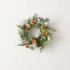 imageSullivans Candle Ring Eucalyptus ampamp Flower Mini Wreath Small 45quot Green Orange Faux Floral Wreath for Indoor Candle Holder Pillar Candle Dcor for Home Office Shelf Fireplace Mantel Table Decorations