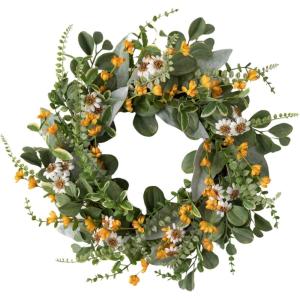 imageSullivans 21 Inch Dahlia Mix Wreath Spring and Summer Artificial Wreath Everyday Wreath Front Door Wreaths Indoor ampamp Outdoor Wreaths Door Entryway Porch DcorDaisy Marigold