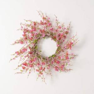 imageSullivans Candle Ring Artificial Flower Blossom Mini Wreath Small 65quot Pink Green Wreath for Indoor for Candle Holder Pillar Candle Dcor for Home Office Shelf Fireplace Mantel Table Decorations