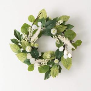 imageSullivans Candle Ring Artificial Silver Dollar Mini Wreath Small 65quot Green ampamp White Leaf Wreath Indoor Candle Holder Pillar Candle Dcor for Home Office Shelf Fireplace Mantel Table Decorations