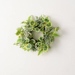 imageSullivans Candle Ring Artificial Spring Grass Flower Mini Wreath 45quot Green ampamp Ivory Flower Wreath for Indoor for Candle Holder Pillar Candle Dcor for Home Office Shelf Mantel Table Decorations