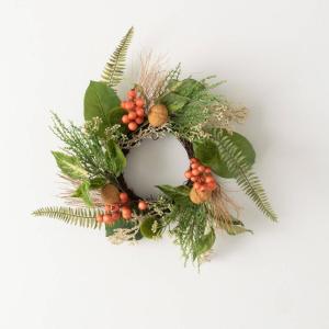 imageSullivans Candle Ring Foraged Berry Pod Mini Wreath Small 45quot Green Orange Faux Leaf Wreath for Indoor Candle Holder Pillar Candle Dcor for Home Office Shelf Fireplace Mantel Table Decorations