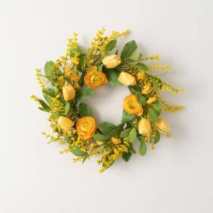 imageSullivans Candle Ring Ranunculus Flower Mini Wreath Small 65quot Orange ampamp Green Flower Wreath for Indoor for Candle Holder Pillar Candle Dcor for Home Office Shelf Fireplace Mantel Table Decorations