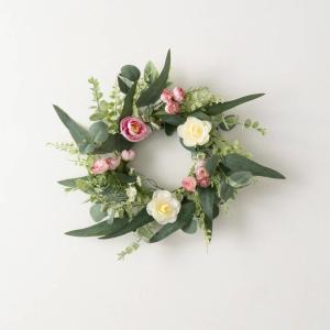 imageSullivans Candle Ring Ranunculus Mini Blossom Wreath Small 65quot Pink ampamp Ivory Flower Wreath for Indoor for Candle Holder Pillar Candle Dcor for Home Office Shelf Fireplace Mantel Table Decorations