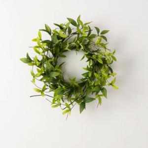 imageSullivans Candle Ring Ruscus ampamp Twig Mini Wreath Small 65quot Green Faux Greenery Leaf Wreath for Indoor Candle Holder Pillar Candle Dcor for Home Office Shelf Fireplace Mantel ampamp Table Decorations