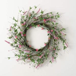 imageSullivans Spring Wreaths for Front Door Spring Blossom Flower Wreath 25quot Artificial Mixed Pink Bloom Floral Round Spring Wreath Indoor Outdoor Decorations for Fireplace Cabinet Mantle Home Dcor