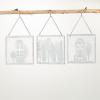 imageSullivans VillageSilhouette Ornaments White 525quot H Glass Set of 3 Christmas Dcor Christmas Tree Dcor Ornament Set Christmas Decorations
