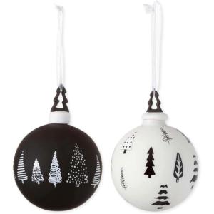 imageSullivans 45quot Black and White Pine Tree Ornaments  Set of 2  Home for The Holidays  Christmas Tree Ornaments  Black and White Ornaments  Black and White Christmas Decor