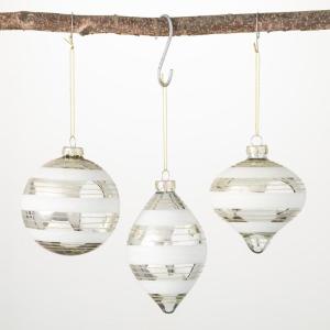 imageSullivans Gold Pine Branch Glass Christmas Ornament Set of 3 Clear with Gold Ornaments Sets for Christmas Tree Hanging Indoor Decor 4quot H 4quot H ampamp 55quot HWhite Striped