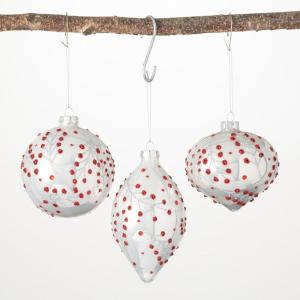 imageSullivans Gold Pine Branch Glass Christmas Ornament Set of 3 Clear with Gold Ornaments Sets for Christmas Tree Hanging Indoor Decor 4quot H 4quot H ampamp 55quot HWhite  Holly Berry