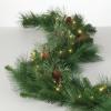 imageSullivans 24quot Prelit Pine Christmas Wreath ampamp 9 Pine Christmas Garland Bundle LED White Lights Pinecones Battery Timer Holiday Decor