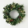 imageSullivans 24quot Prelit Pine Christmas Wreath ampamp 9 Pine Christmas Garland Bundle LED White Lights Pinecones Battery Timer Holiday Decor