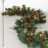 imageSullivans 9 Prelit Christmas Garland Christmas Decor Garland Christmas Decorations Silver Tip Pine Red Berry Garland for Mantle with Lights Pinecones Battery Timer Holiday Decor Green Garland9 Ft Red Berry Pine