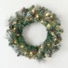 imageSullivans Prelit 24quot Christmas Wreath ampamp 9 Flocked Pine Garland Bundle LED Lights Battery Timer Pinecones Gold Accents Elegant Christmas Decor