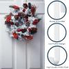 imageSullivans Prelit 24quot Christmas Wreath ampamp White Wreath Hanger Christmas Door Wreath Lighted Pine Christmas Wreath Flocked Tips Pine Red Berry Wreath with Lights Battery Timer Holiday Dcor