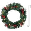 imageSullivans Prelit 24quot Christmas Wreath ampamp White Wreath Hanger Christmas Door Wreath Lighted Pine Christmas Wreath Flocked Tips Pine Red Berry Wreath with Lights Battery Timer Holiday Dcor