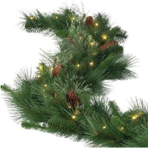 imageSullivans 9 Prelit Christmas Garland Christmas Decor Garland Christmas Decorations Silver Tip Pine Red Berry Garland for Mantle with Lights Pinecones Battery Timer Holiday Decor Green Garland9 Ft Traditional Pine