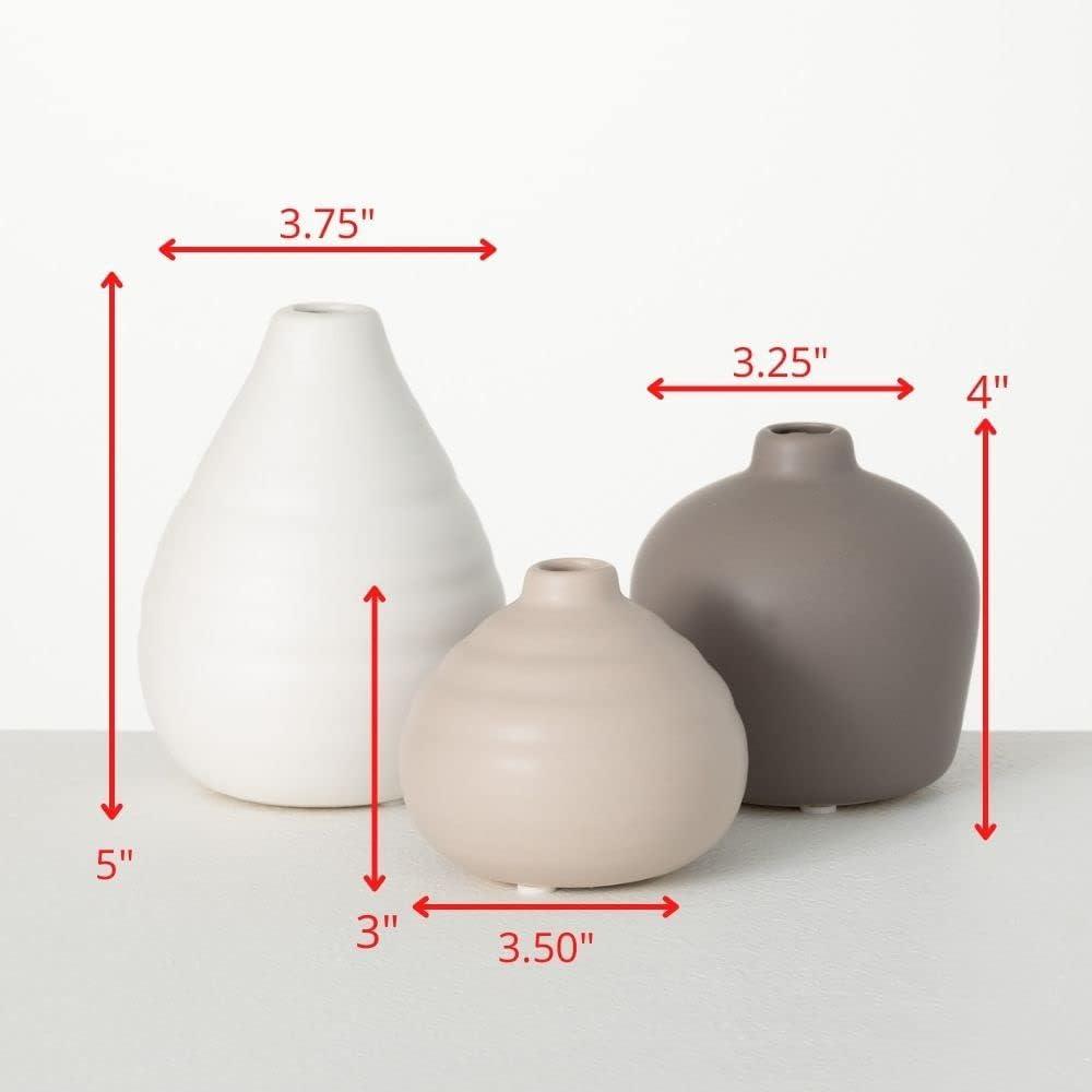 imageSullivans Ceramic Vase Set 3 Small Vases Rustic Home Dcor Modern Farmhouses Ideal Shelf Dcor Table Dcor Bookshelf Mantle White CM2973Multicolor